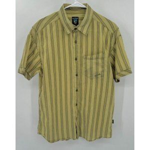 Kuhl Striped Button Up Short Sleeve Green Shirt‎ Mens Sz M